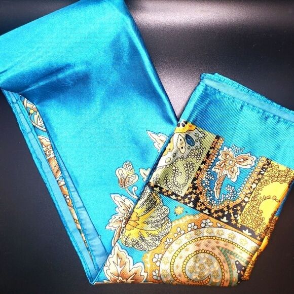 TEAL Paisley scarf shawl wrap luxury accessory - Picture 2 of 6